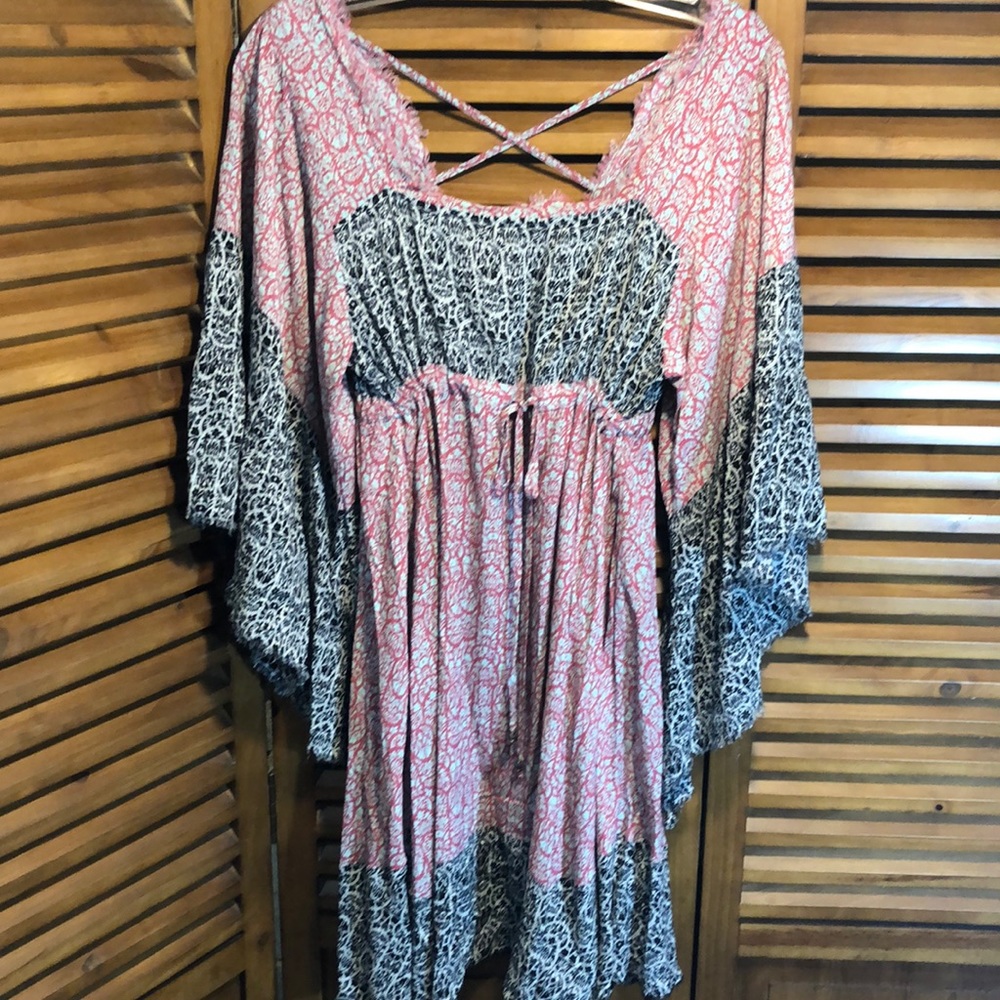 Altar’d State Boho-style Mini Caftan Dress Kimono Sleeve - Picture 2 of 9